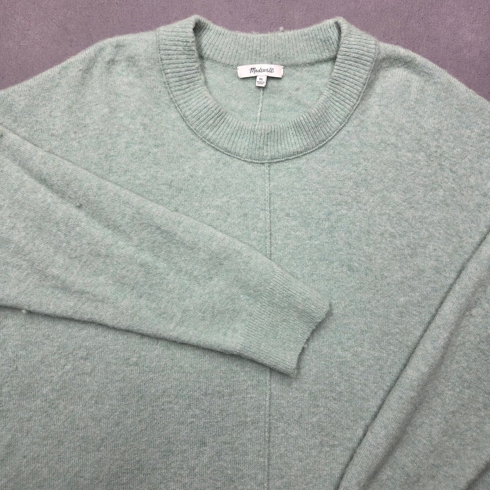 Madewell Sweater Womens XL Seafoam Green Merino Alpaca Blend Crewneck Seamed